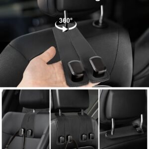(2pcs) 360° Rotatable Black Premium Car Seat Hook