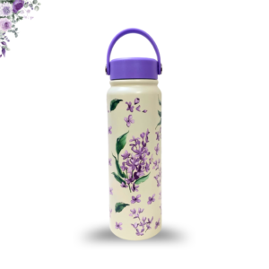 Floral 1L Vacuum Cup (Purple)